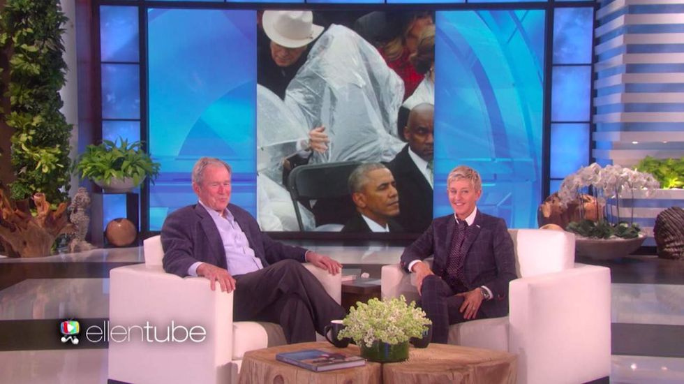 Ellen DeGeneres pokes fun at George W. Bush about his viral Inauguration Day photos