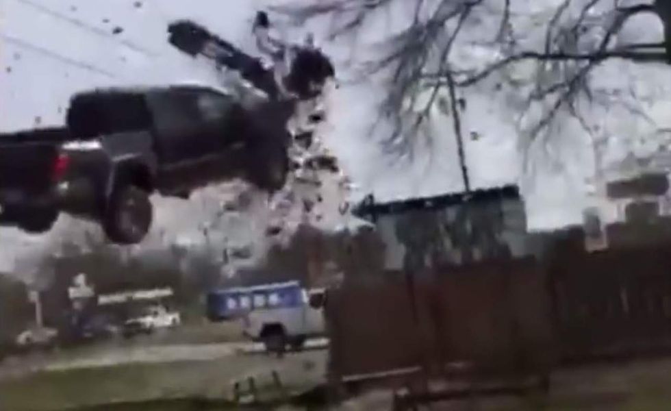 Watch: Stolen pickup goes airborne after high-speed police chase — and that ain't the half of it