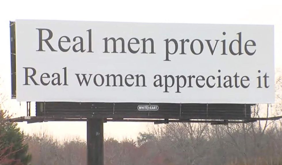Feminists were triggered by a 'real men provide' billboard in NC — now they're being trolled by another