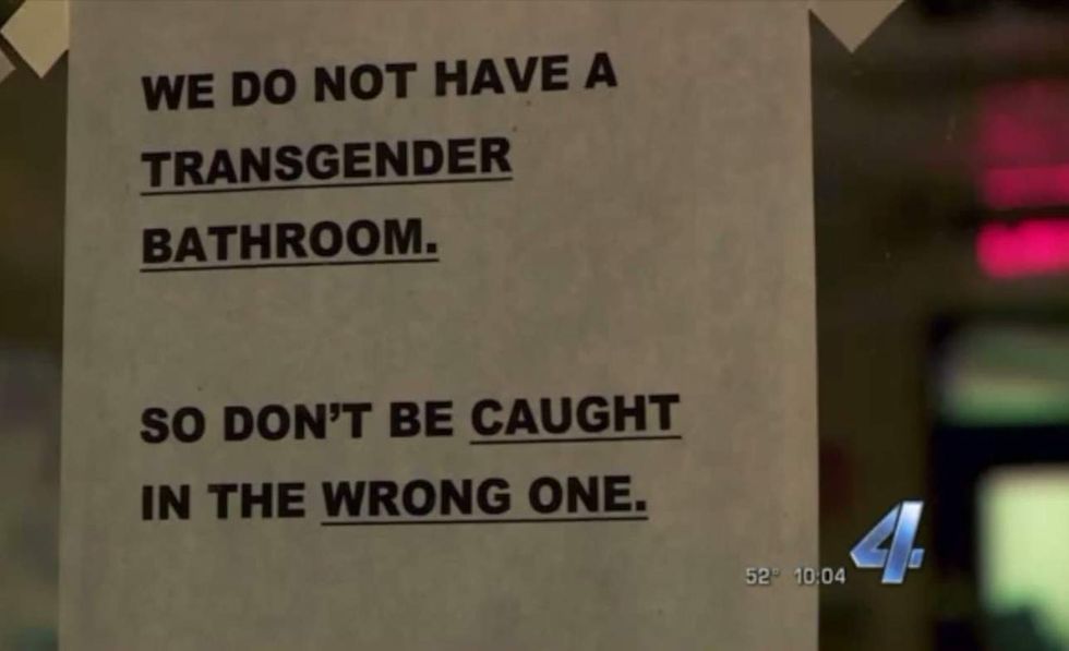 Transgender woman frightened by 'implied threat' of restaurant bathroom warning sign