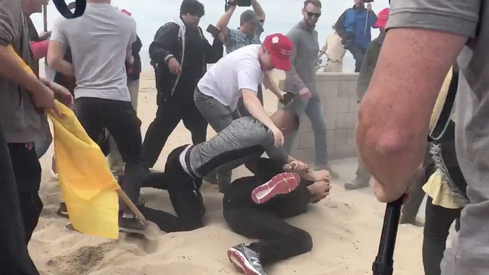 Watch: Violent protesters attack people at pro-Trump demonstration in Calif. with pepper spray, fists