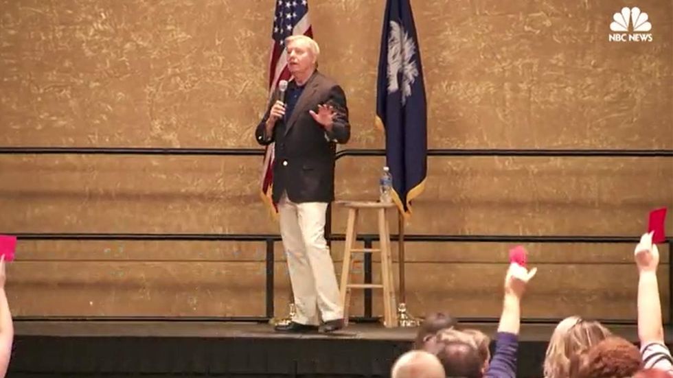 Watch: Liberals harass Lindsey Graham at rowdy town hall meeting — then Graham fights back