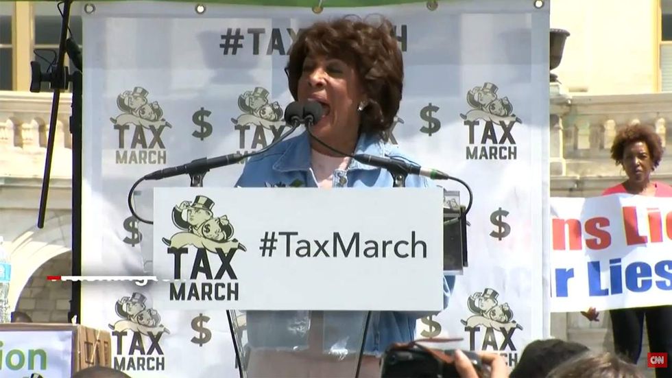 Watch: Dem Rep. Maxine Waters leads 'impeach' Trump chant at leftist Tax March rally