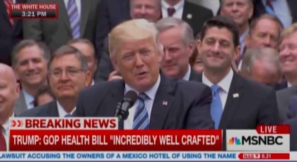 Trump marks House's passage of Obamacare replacement in classic Trump fashion