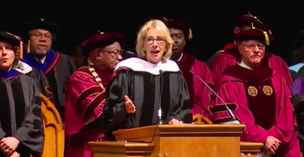 University president threatens to cancel graduation because students won't stop booing DeVos