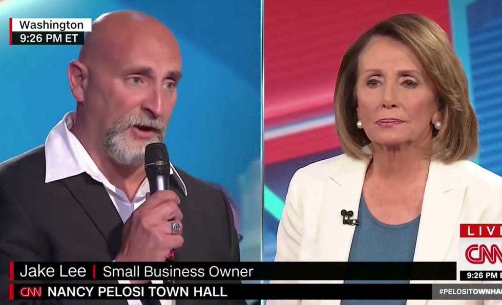 Watch: Small-business owner grills Nancy Pelosi at town hall over Dems' hypocrisy on Comey firing