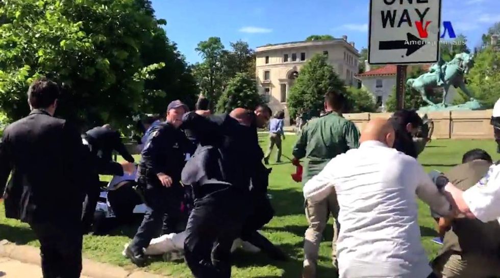 Nine protesters injured outside Turkish ambassador's DC residence