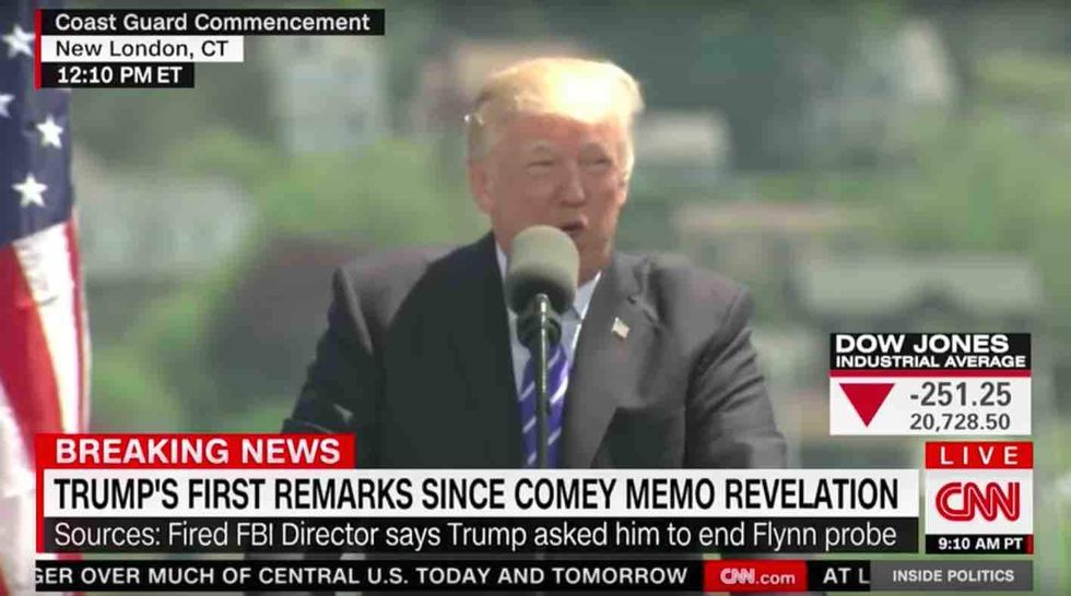 In speech to Coast Guard graduates, Trump says 'no politician ... has been treated worse' than me