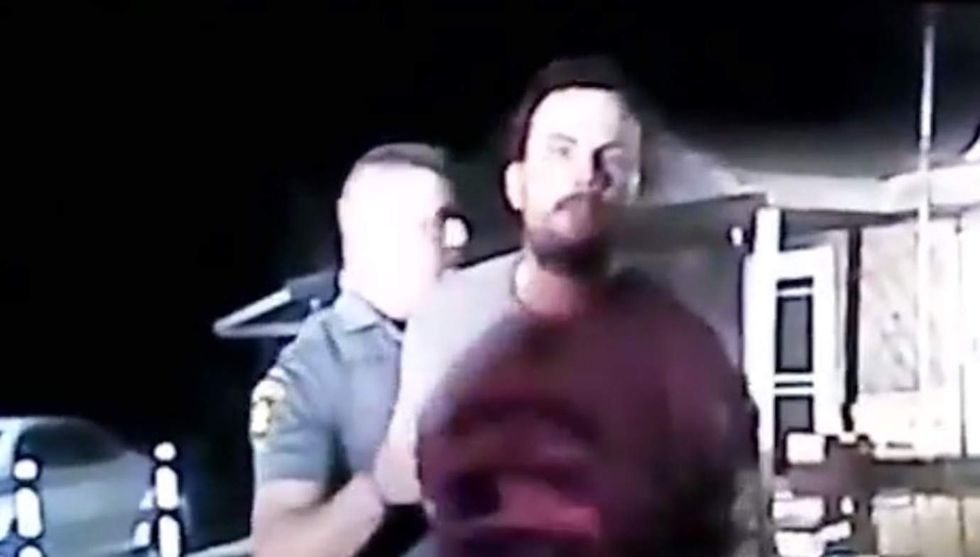 He kicks down family's front door, heads to bedroom. But armed dad quickly changes intruder's mind.