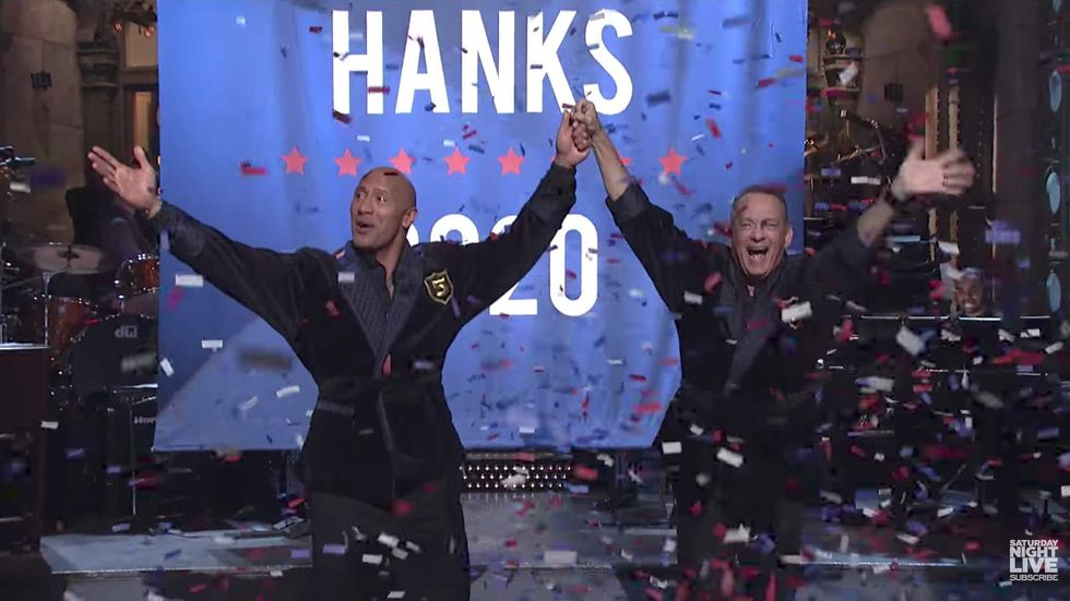 Watch: Dwayne 'The Rock' Johnson and Tom Hanks make 'special 2020 announcement' on 'SNL