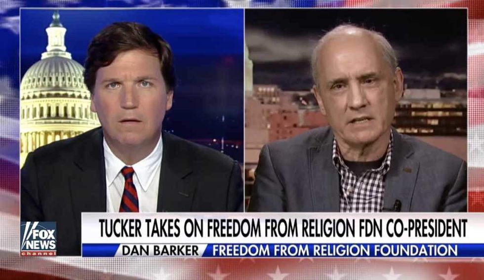 Watch: Tucker Carlson verbally pummels atheist activist with the First Amendment