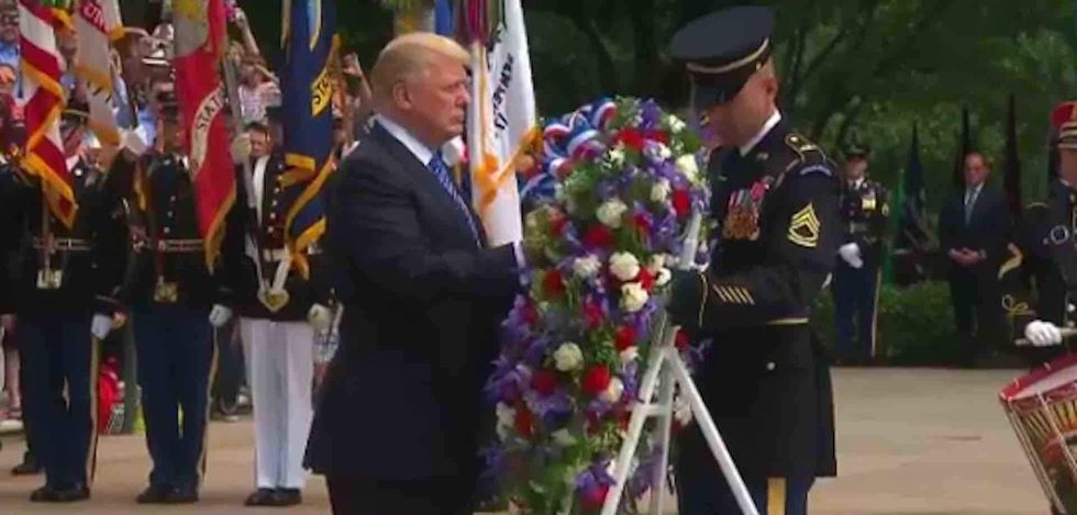 Watch: President Trump honors fallen soldiers, lays wreath at Arlington National Cemetery