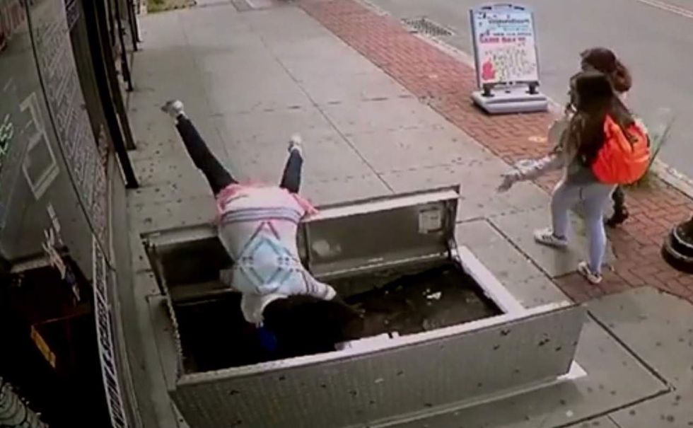 VIDEO: Here's why police say a 67-year-old flipped headfirst into an opening in a sidewalk