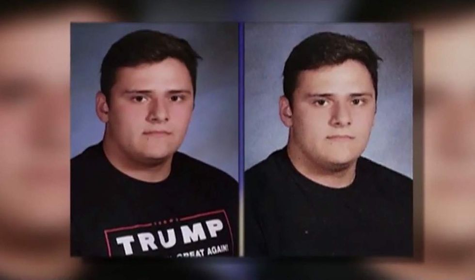 Trump logos censored in students' yearbook photos — and faculty adviser is suspended