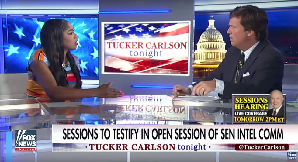 Watch: Tucker Carlson takes liberal to woodshed for her wild, unsubstantiated claims about Sessions