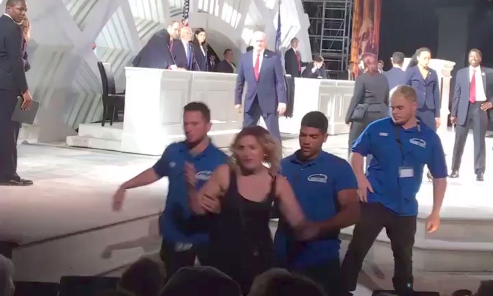 Protesters interrupt controversial anti-Trump Shakespeare play