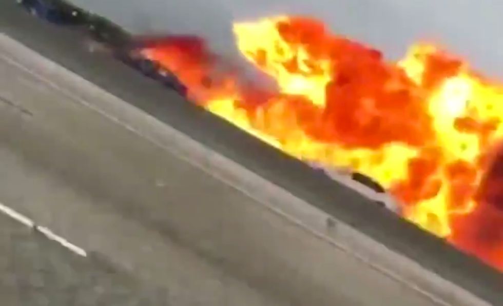 Plane crashes into busy California freeway, and it's caught on video