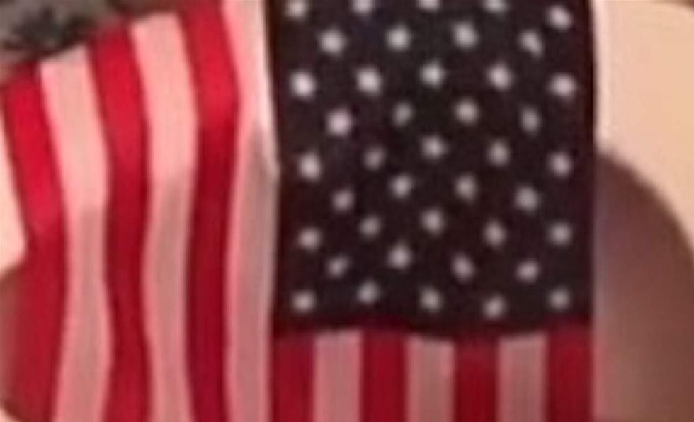 F*** your nationalism': Woman urinates on US flag draped across toilet seat. Reaction is not kind.