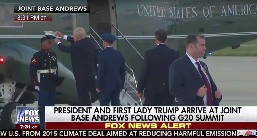Watch what Trump does when Marine's hat is blown off by the wind — it's the epitome of presidential