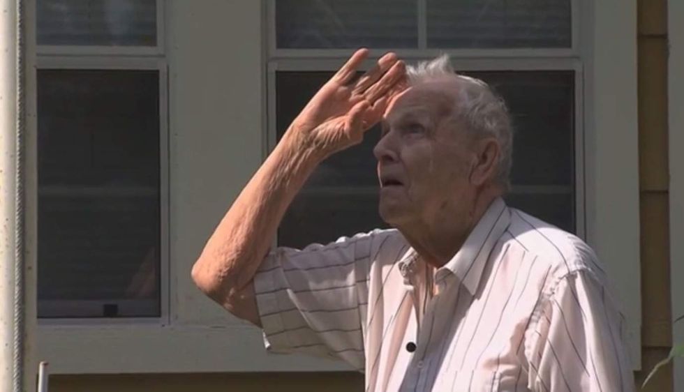 I'd like to whoop them good with my crutch': Thugs injure blind WW2 vet while he protected his flag