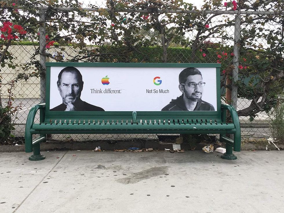 Los Angeles street artist savages Google with epic art mocking them for 'think different, get fired