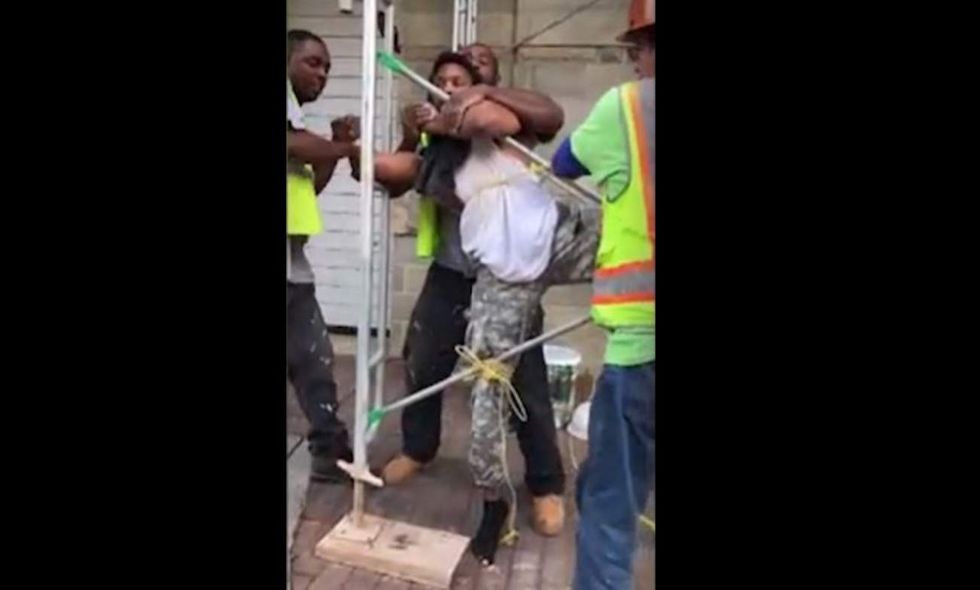 VIDEO: You'll absolutely love how construction workers detain alleged would-be thief for police