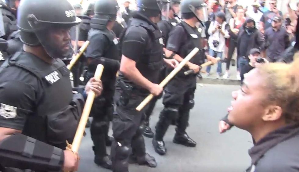 What black woman screams at black cops during 'peaceful' Boston protest highlights leftist ideology