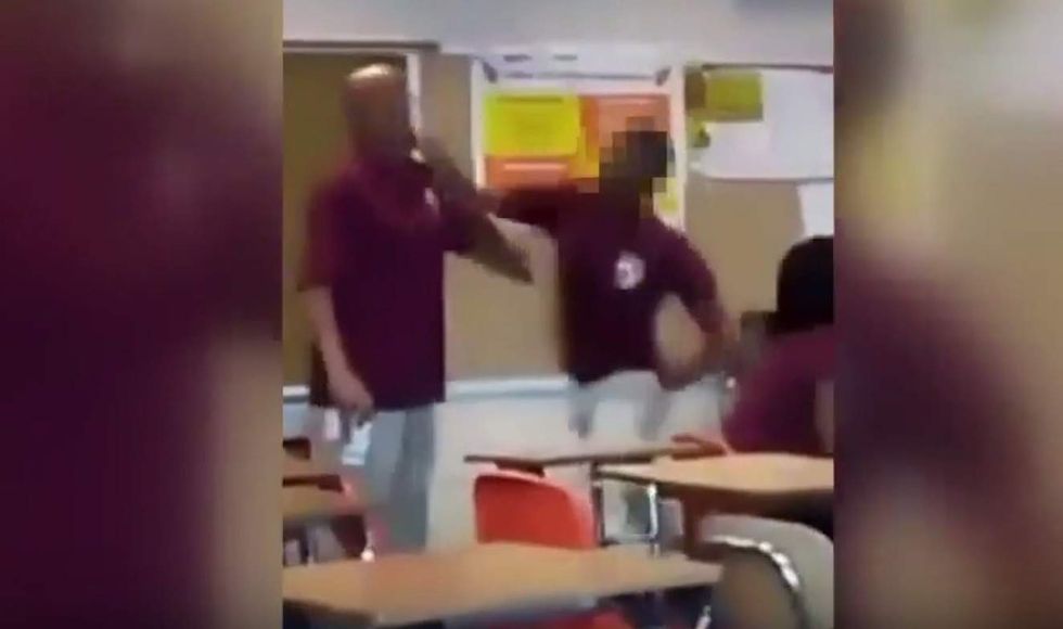 HS student, 16, caught on video punching teacher in face in front of class. And it only gets worse.