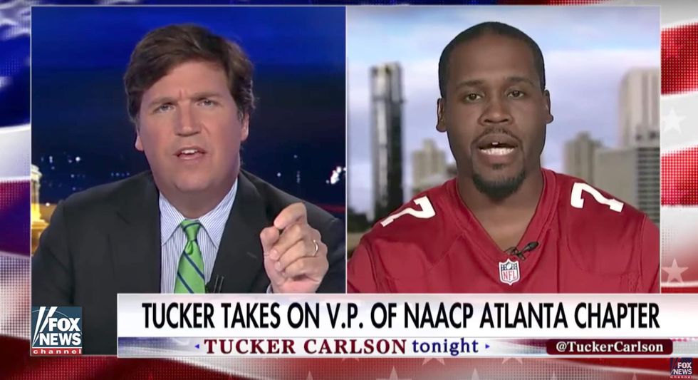 Tucker shuts down NAACP official who claims NFL is racist for not hiring Colin Kaepernick with just one question