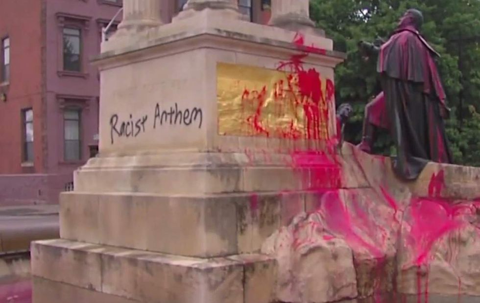 Vandals deface another 'racist' statue — this time monument for author of 'The Star-Spangled Banner\
