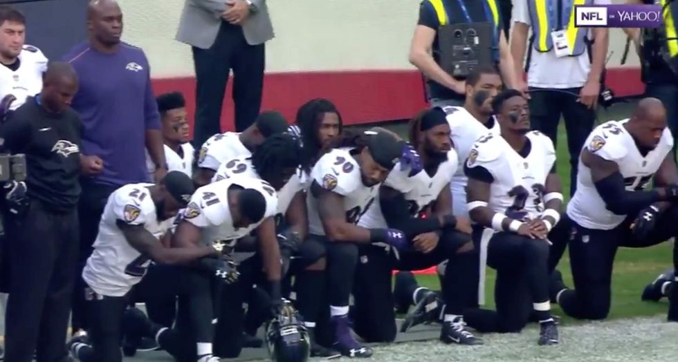 See how NFL players responded to Trump's attack on national anthem protests before game in London
