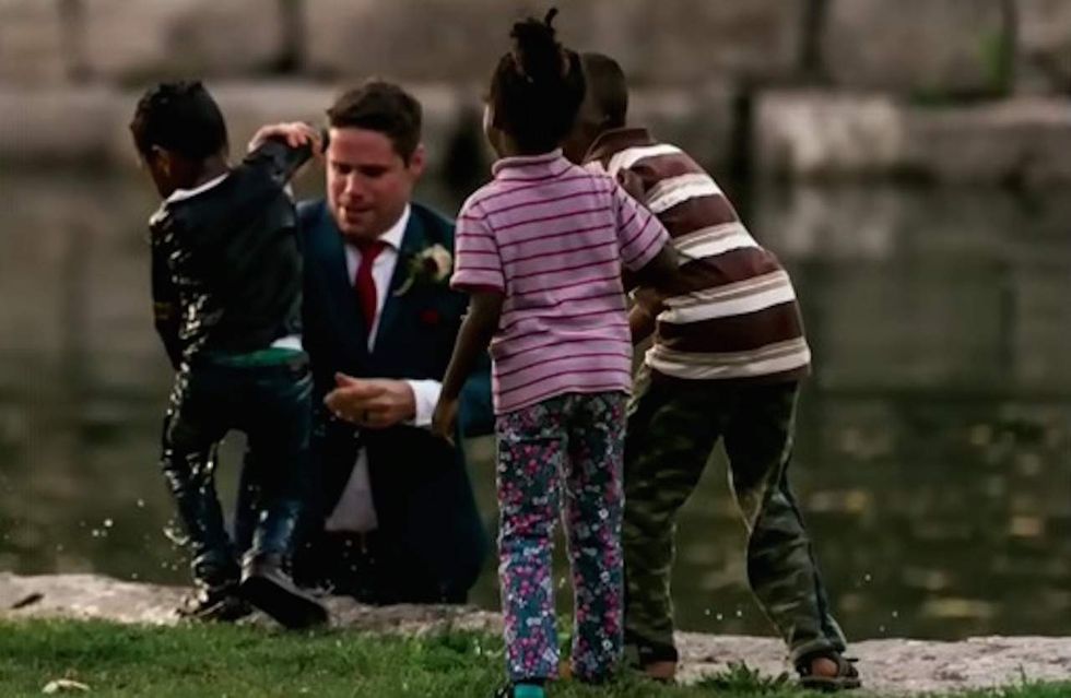 Groom saves child from drowning — and the wedding photographer caught the whole thing