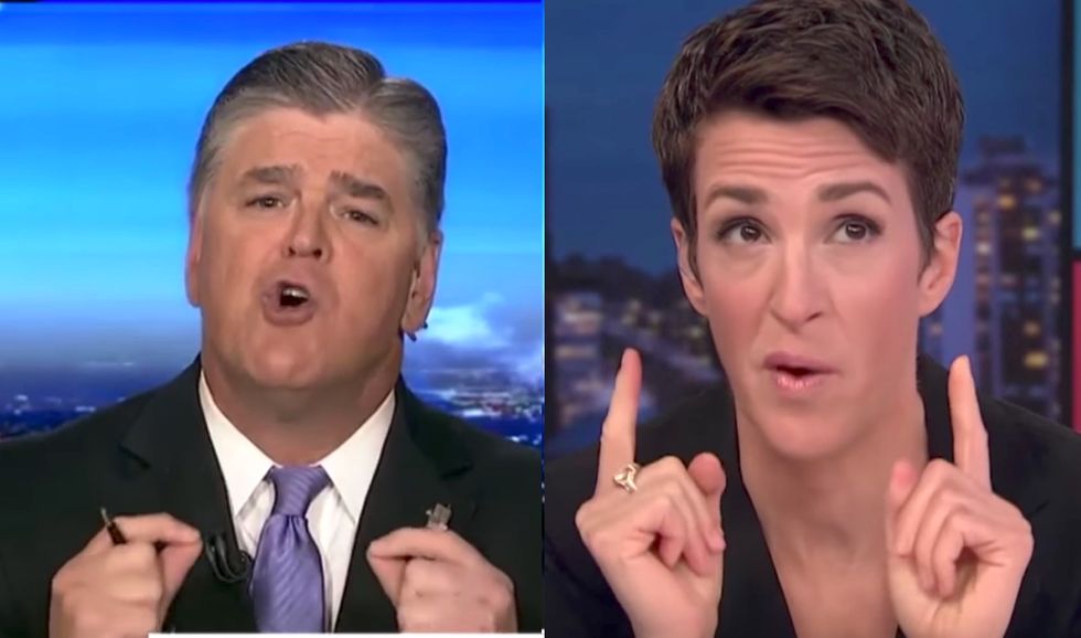 Hannity's first ratings against Rachel Maddow are in — and it's not even close