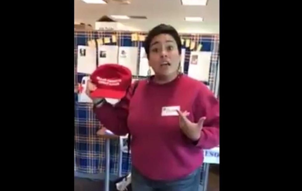 Unhinged left-winger takes student's Trump cap, refuses to give it back amid jaw-dropping rant