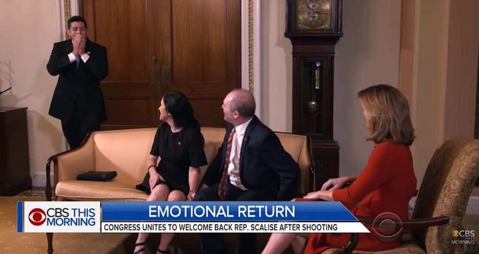 Watch: Paul Ryan's emotional reaction to Steve Scalise’s return to Capitol Hill