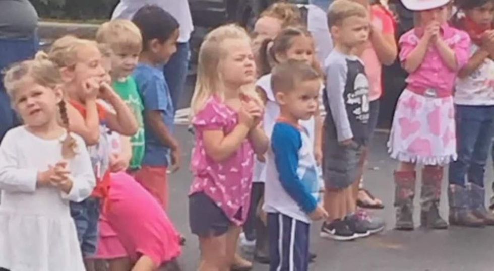 Texas preschooler is 'inspiring' her community with what she did in front of the American flag