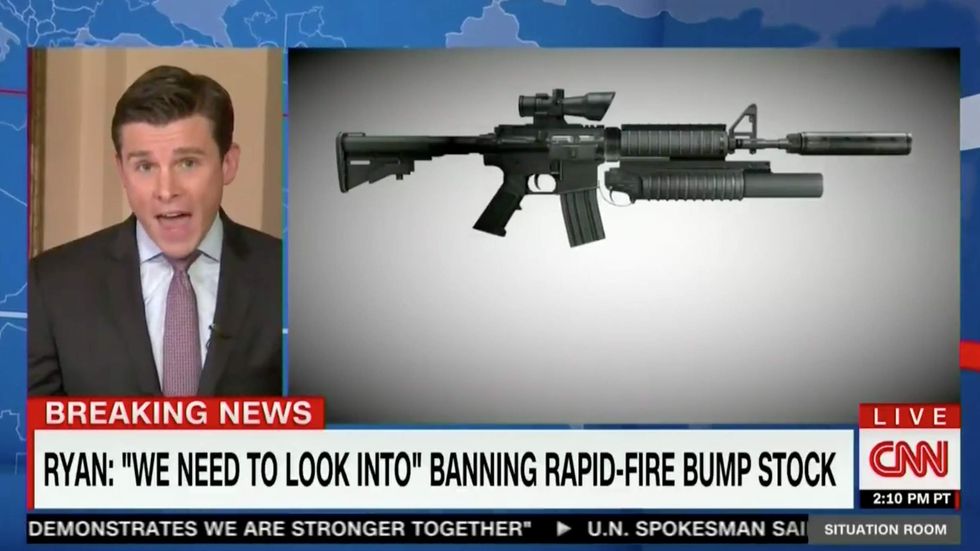 CNN mocked with hilarious reaction for showing rifle with grenade launcher while talking bump stocks