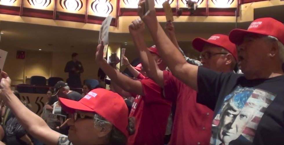 Trump supporters turn the tables on California liberals, shout down Democrat lawmakers