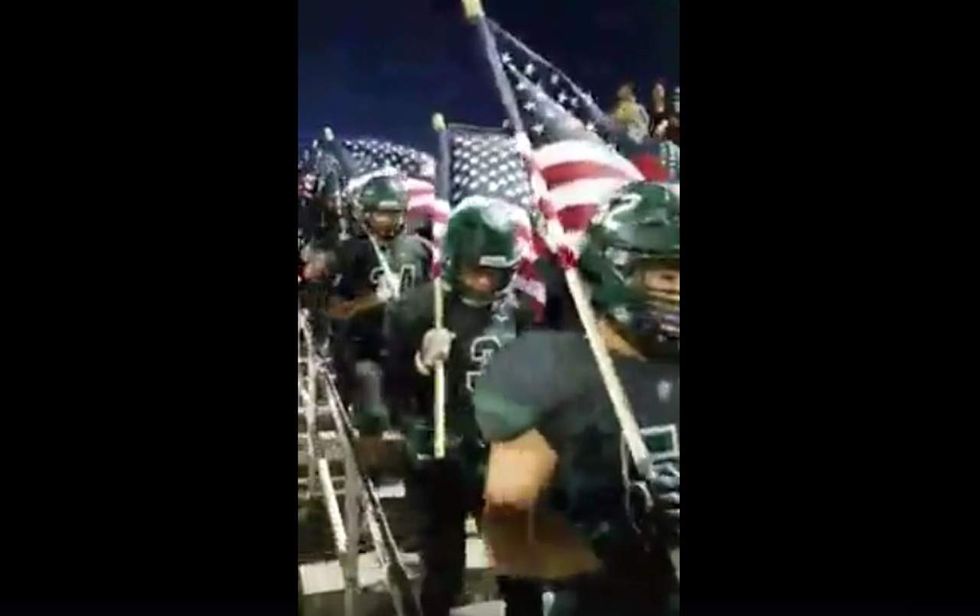 Viral video: HS football team teaches protesting NFL players a thing or two about respecting US flag