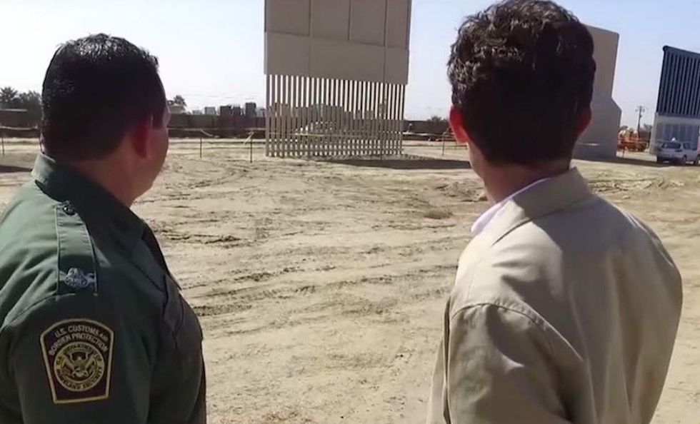 During MSNBC report on Trump border wall prototypes, illegals spotted jumping over existing fence