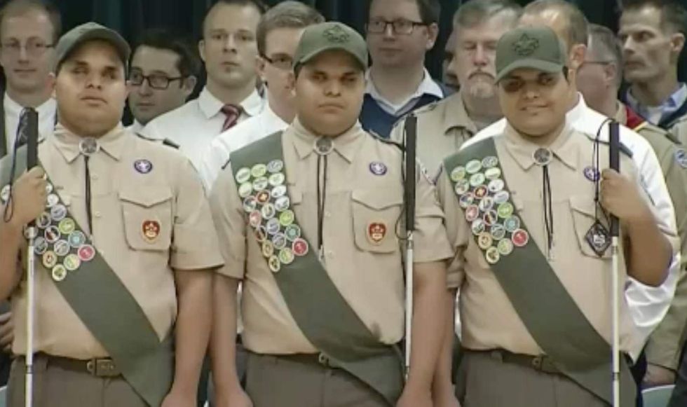 Blind triplets make Boy Scout history, overcome being bullied and attain Eagle Scout ranking