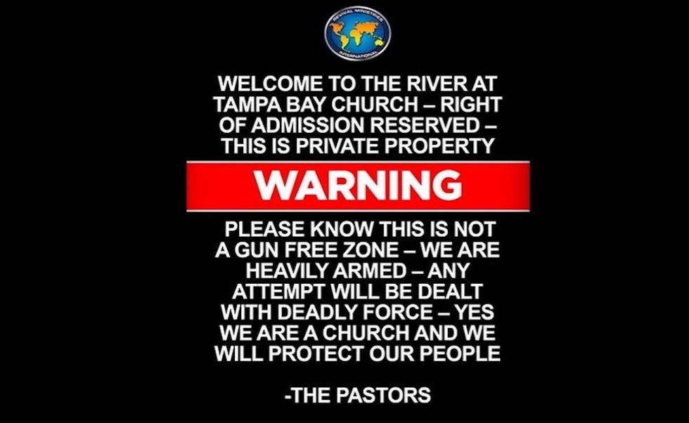 Church sign warns: 'This is not a gun-free zone — we are heavily armed' and will use 'deadly force\