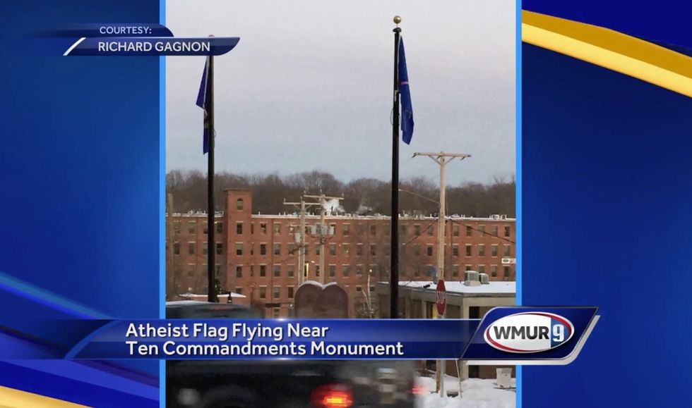 Atheist flag flies next to Ten Commandments monument in New Hampshire as 'proof of tolerance