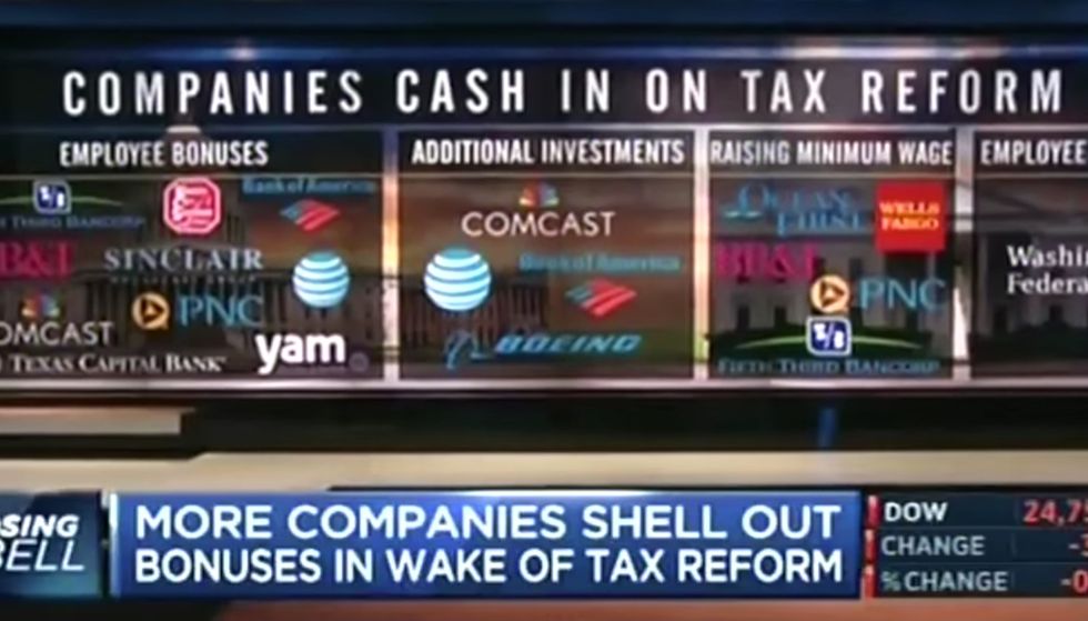 New video interweaves liberals bashing tax reform with news of company bonuses and raises