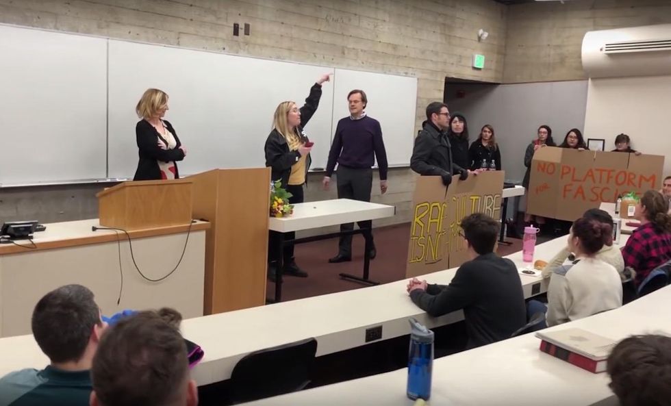 No platform for fascists!': Protesters shout down conservative speaker at law school