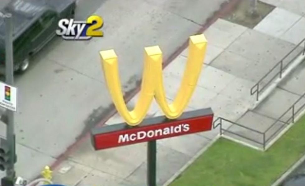 McDonald's restaurant flips iconic golden arches upside-down to celebrate International Women's Day