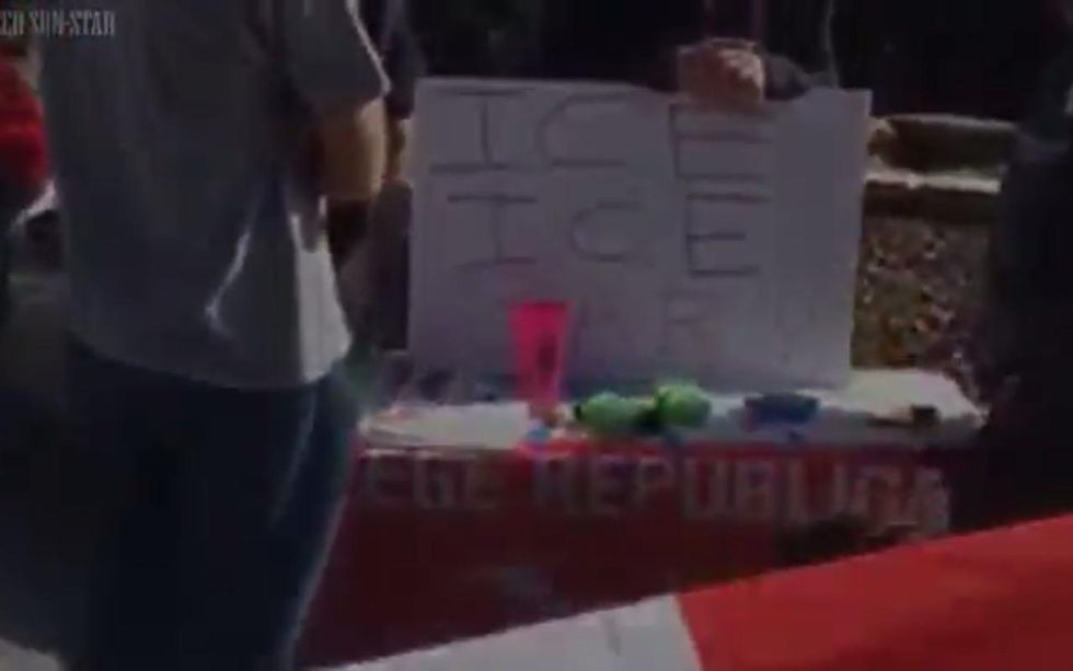 College Republicans holding pro-ICE, pro-gun rights signs accused of 'violence,' 'white supremacy