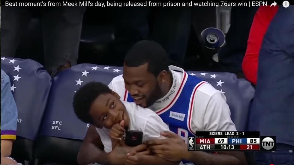 Rapper Meek Mill released from jail just in time to watch the 76ers win playoff series