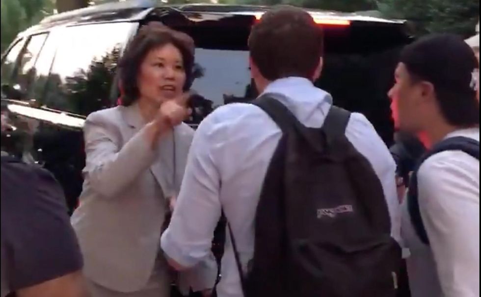Elaine Chao turns the tables on protesters harassing her husband Mitch McConnell