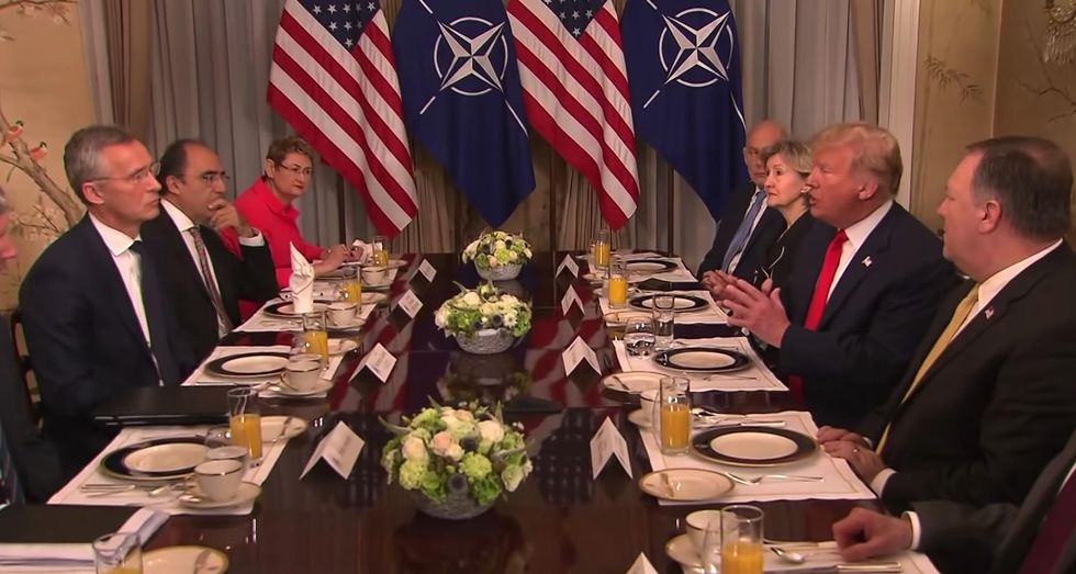 WATCH: Trump rips NATO leader in blistering speech over spending, says Germany 'captive' to Russia